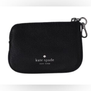 kate spade Black Pebbled Leather Key Pouch with Gold Hardware